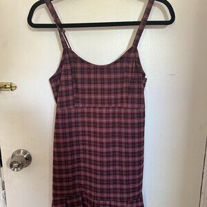 Hollister Pink/Plaid Dress with Pleated Hem - Medium